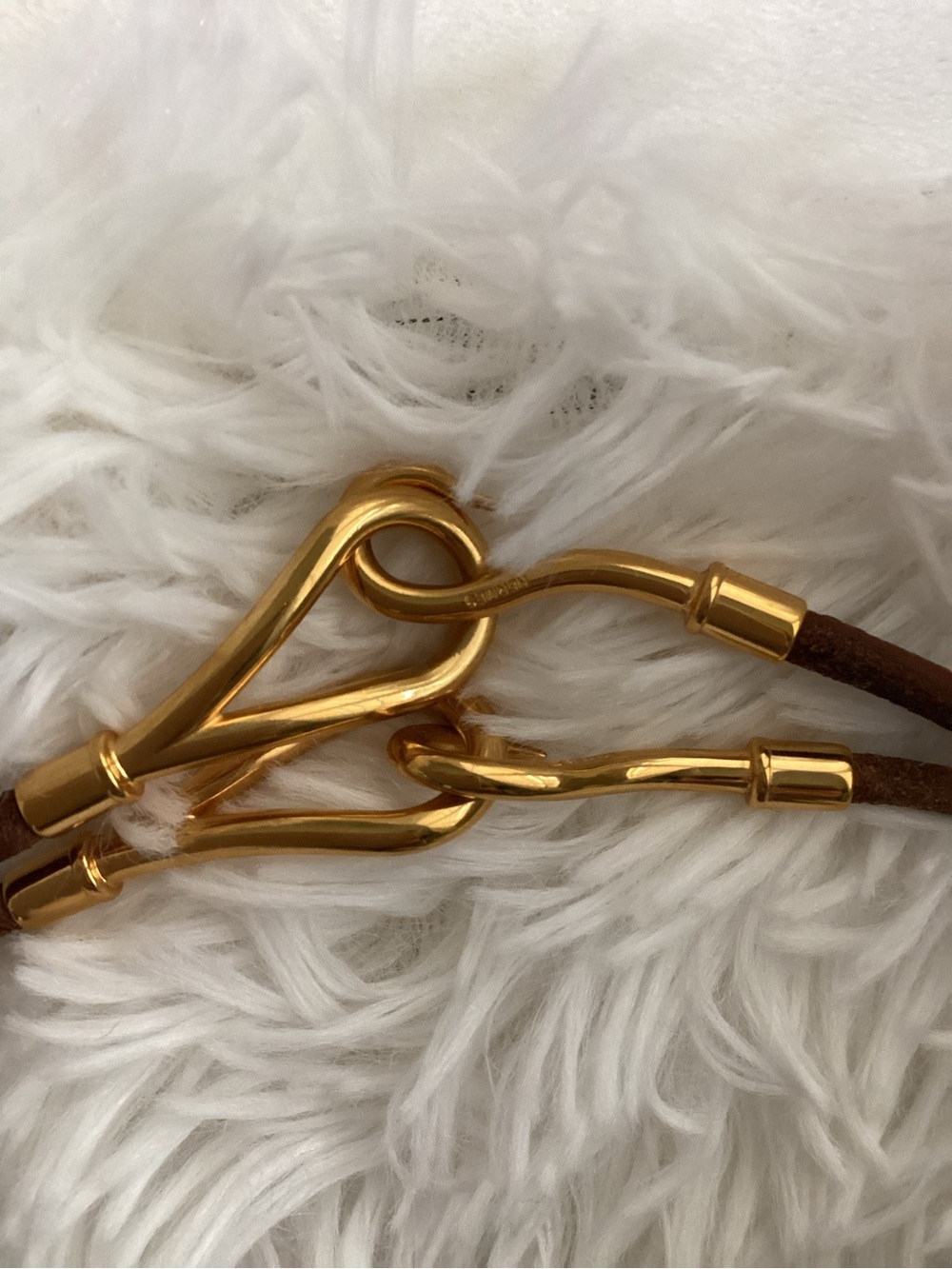 Hermes Jumbo Gold Hook Leather Double‎ Wrap Bracelet or Choker $ is for one,